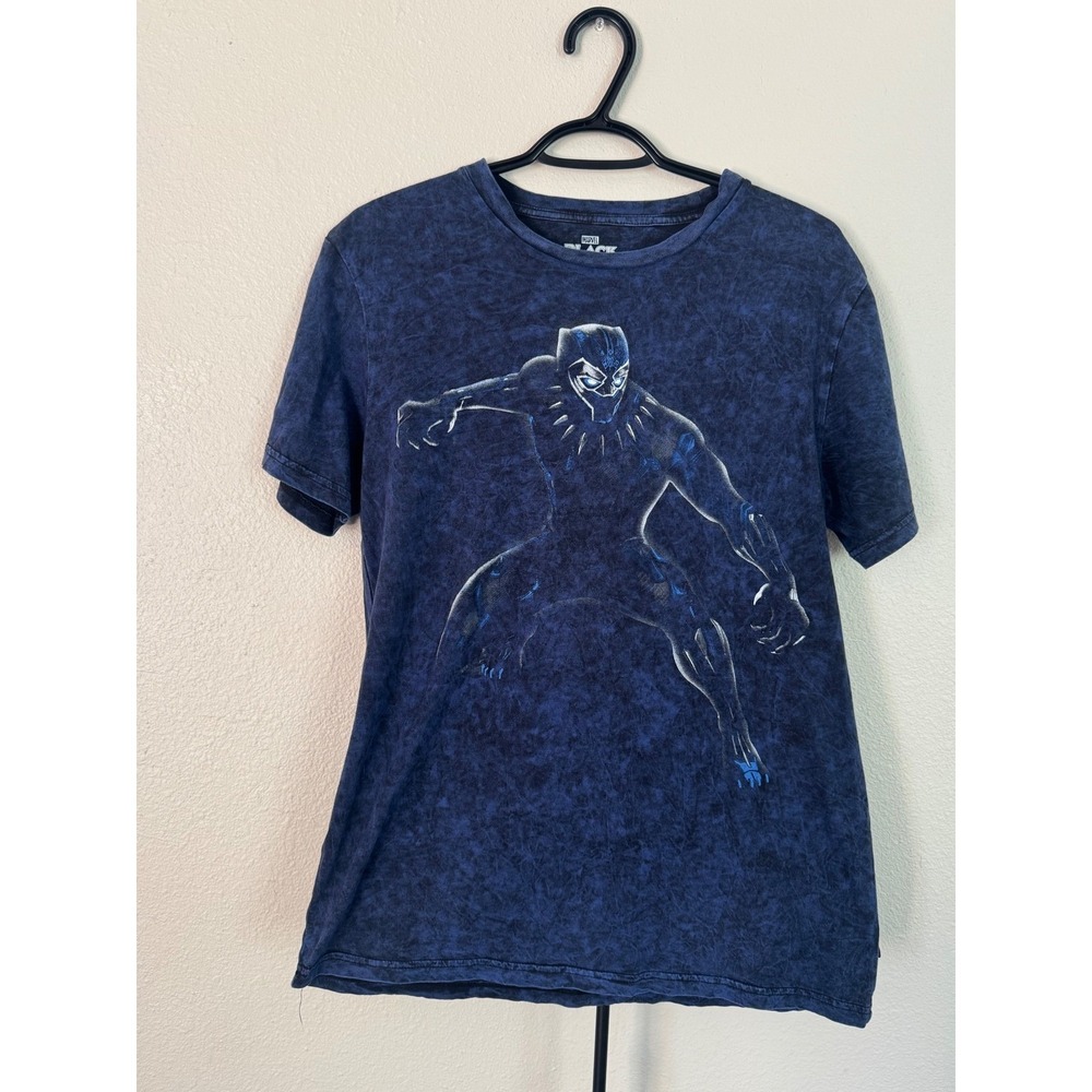 Marvel Black Panther T Shirt Mens Medium Blue Acid Wash Graphic‎ Tee Mad Engine